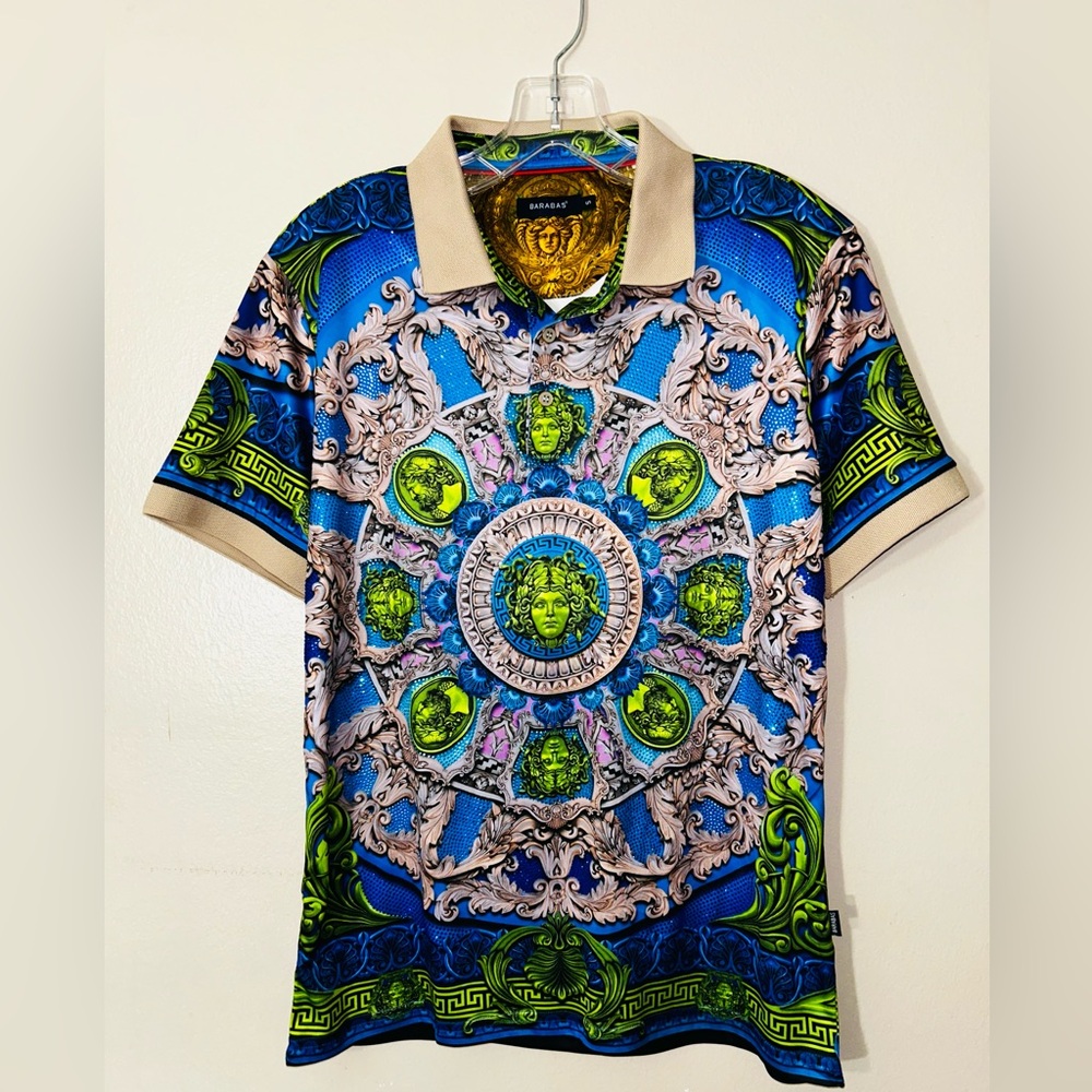 Barabas Rhinestone Medusa Polo - Size Small